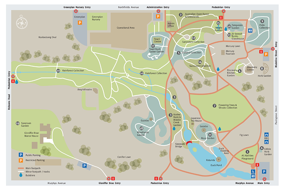 map of Wollongong Botanic Garden